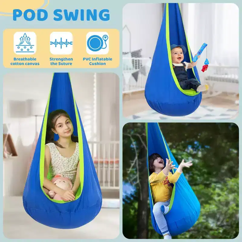 Etokfoks Sensory Swing Set 1 Set Includes Sensory Swing Pod Swing Heavy Duty X Shape Metal Frame for Indoor Outdoor Use 59.8x59.8in 330lbs