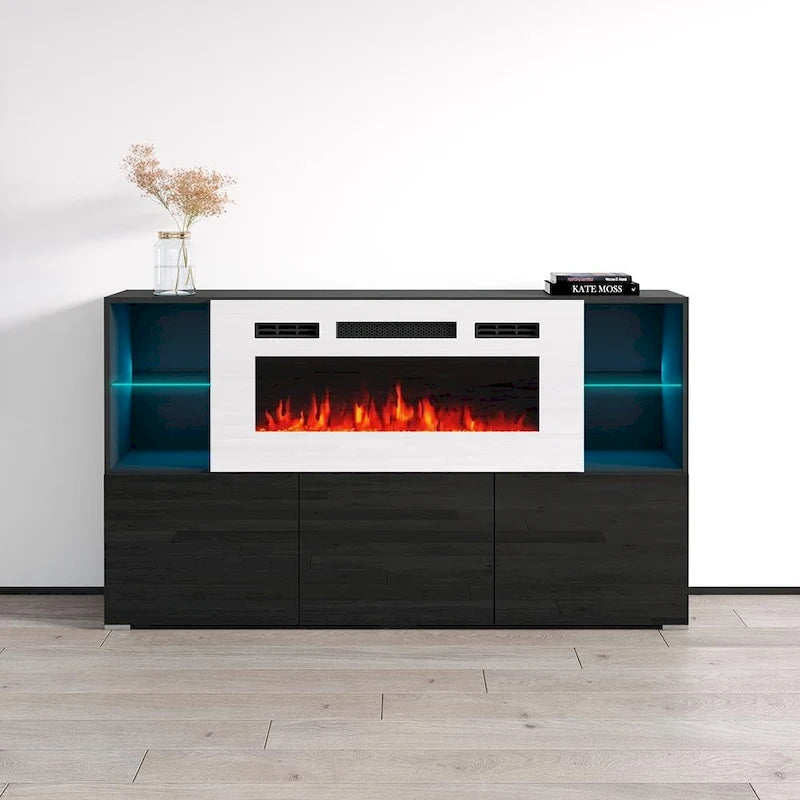 63-inch Modern Electric Fireplace Sideboard