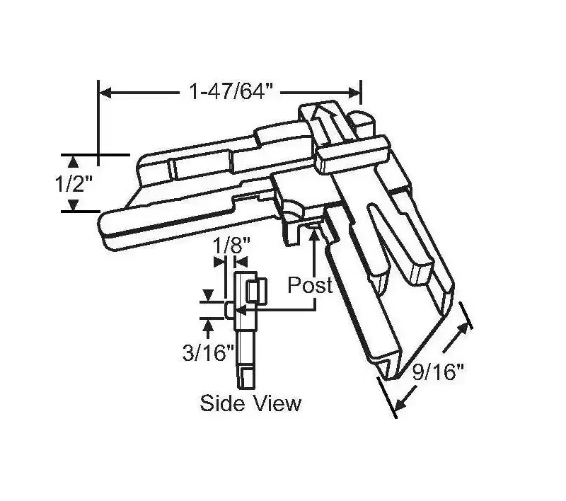 Brixwell Locking Screen Corner With Post Slider Plastic, 1-47/64 Length, Window Screen Hardware, Black Finish
