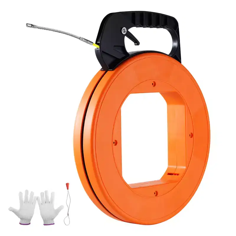 VEVOR Fish Tape, 200 ft, 3/16-inch, Fiberglass Wire Puller with Optimized Housing and Handle, Easy-to-Use Cable Puller Tool, Orange