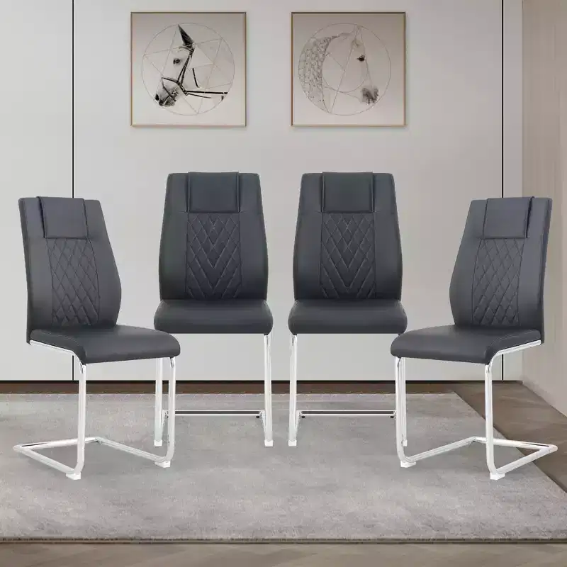 Dining Chairs Set of 4, Minimalist Modern Upholstered Chair with Metal Legs, Ideal for Home, Office, Kitchen, or Dining Room