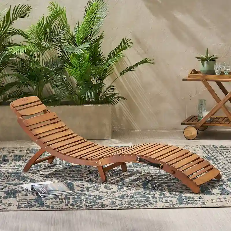 Lahaina Wood Foldable Chaise Lounge - as picture