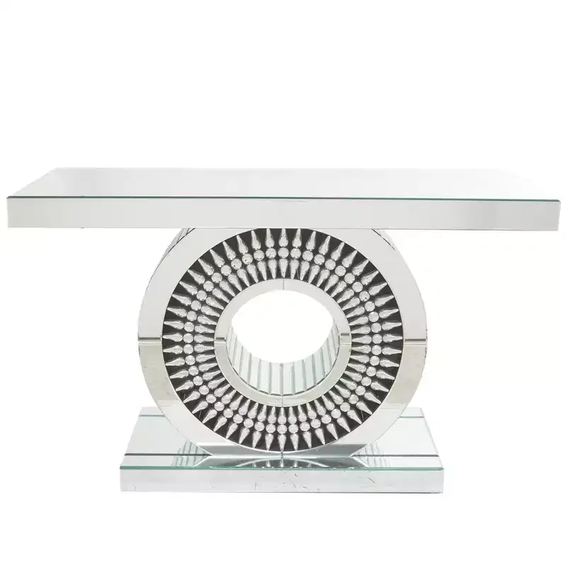 Glam Glass Crystal Console Table Silver - Olivia & May: Luxury Entryway Furniture, No Drawers