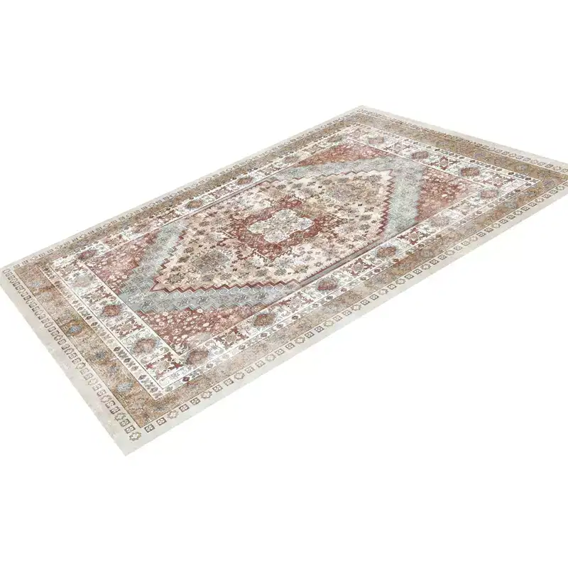 VEVOR Area Rug, 9 x 12 ft Large Washable Rug, Non-Slip and Tear-Resistant Soft Carpet,Pet Friendly Vintage Area Rugs,Indoor Mat for Bedroom,Brown Red