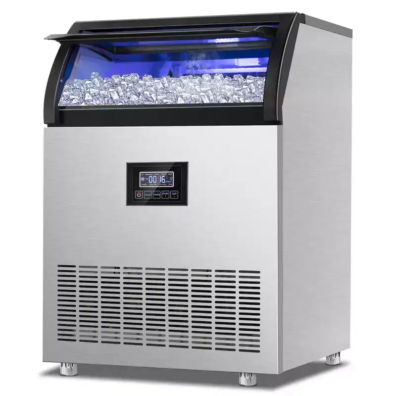Hooure 24in Commercial&Household Ice Maker (250Lbs/24H, 77Lbs Storage, 90 Cubes/11Min)for Home/Kitchen/Bar, Silver