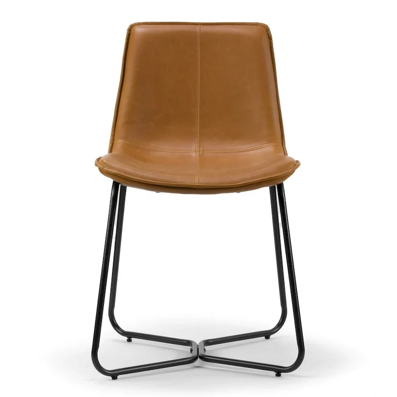 Amery Cappuccino Faux Leather Dining Chair with Iron Frame (Set of 2)