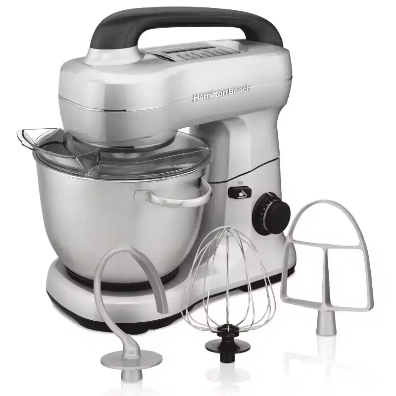 Hamilton Beach 7 Speed Stand Mixer - Silver - 63392: 300W Metal Kitchen Mixer, Dishwasher-Safe Parts, 4 Qt Capacity