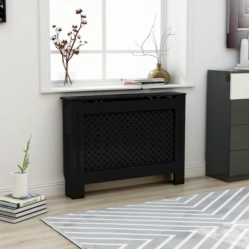 Radiator Cover Black 44.1x7.5x32.1 MDF