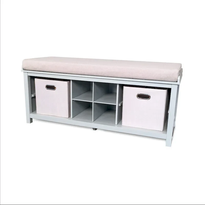 John Louis Home Solid Wood Entryway Bench with 1 Shoe Cubbies Grey