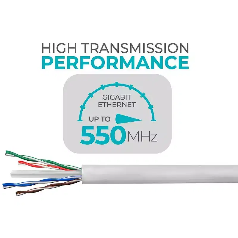 Monoprice Cat6 Ethernet Bulk Cable - 1000 Feet - White, Solid, 550MHz, UTP, CMR, Riser Rated, Pure Bare Copper Wire, 23AWG, No Logo, (UL)