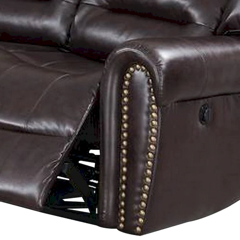 Qox Power Reclining Sectional Sofa Set, USB Port, Bonded Leather, Brown