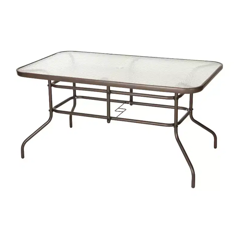 Flash Furniture Tory 31.5 x 55 Rectangular Tempered Glass Metal Table with Umbrella Hole