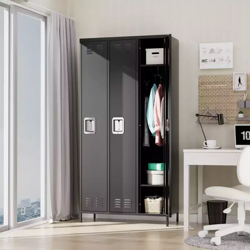 3-Door Metal Locker with Lock, 71H Metal lockers for Employees, Multi-Use Storage Locker for Employees, School, Office, Gym, Home
