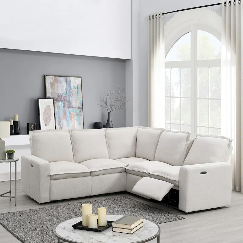 Power Recliner Chair L-Shaped Sectional Sofa, Home Theater Seating Soft Chair
