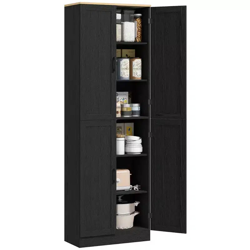 HOMCOM 67 Freestanding Kitchen Pantry, 4-Door Storage Cabinet Organizer with Adjustable Shelves and Doors