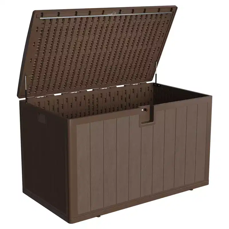 30 Gallon Resin Outdoor Deck Box | Waterproof & Weather Resistant Storage Bin with Lockable Lid | for Patio Cushions, Garden Tools & Pool Accessories