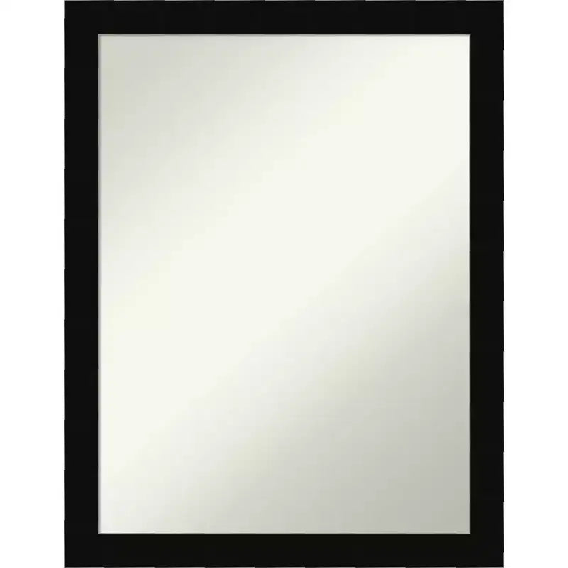 Black Matte Non-Beveled Wood Bathroom Wall Mirror