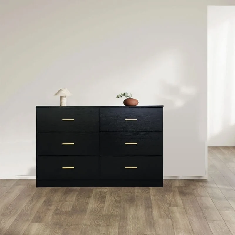 6-Drawer Dresser with Black Handles