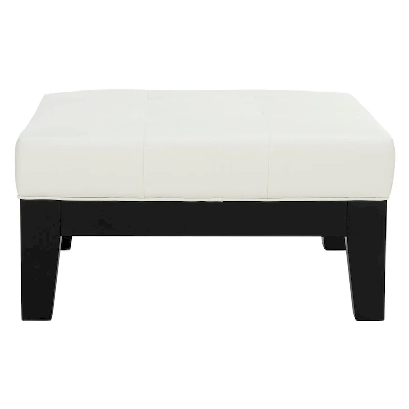 Perri Square White Leather Cocktail Ottoman