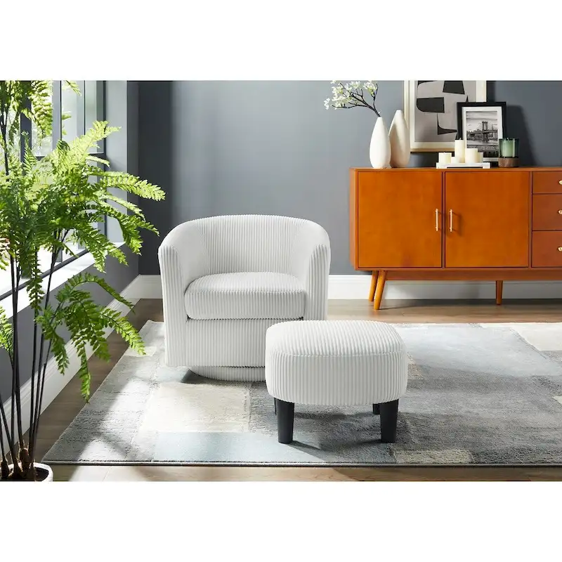 Swivel Accent Chair with Ottoman