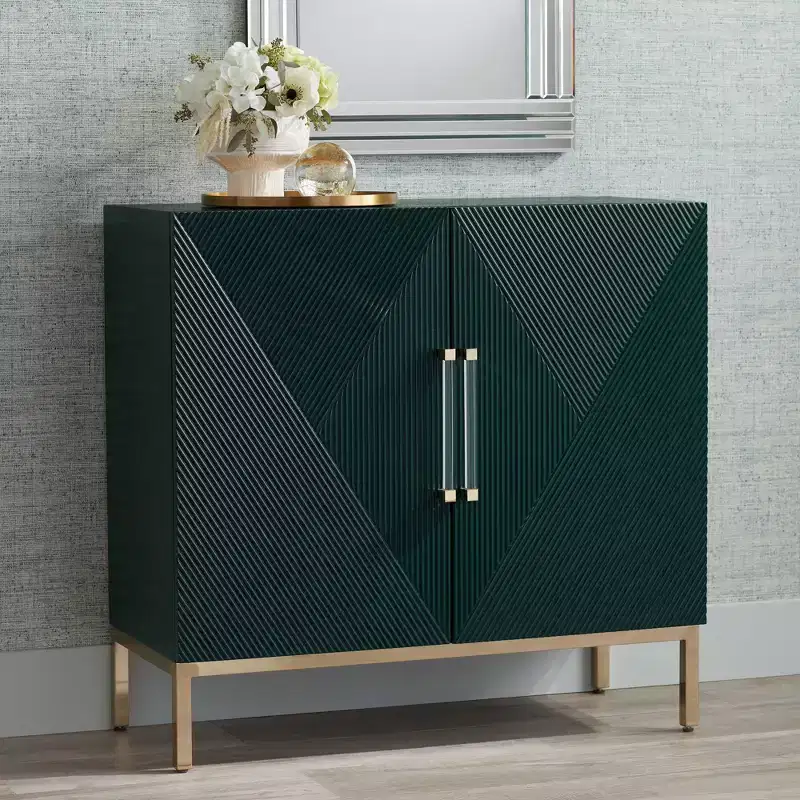 36 Wide Green and Gold 2-Door Accent Chest