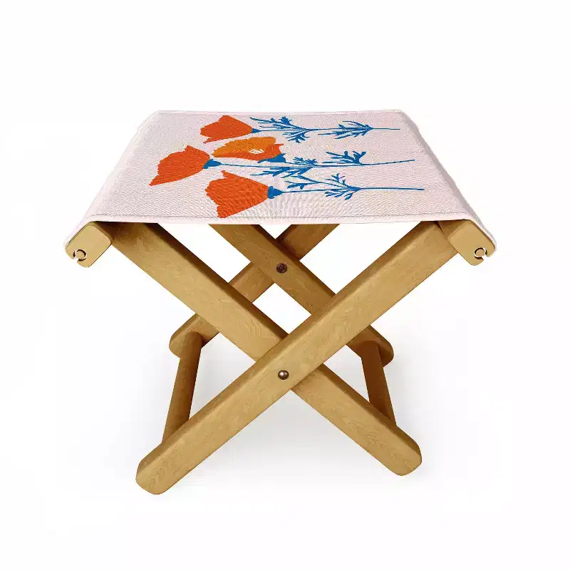 Insvy Design Studio California Poppy Orange Blue Folding Stool