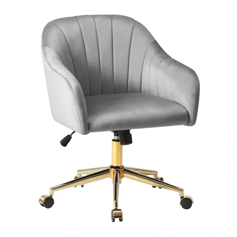 Velvet Tufted Swivel Chair �� Adjustable Height, Single, Gray/Pink/Navy Blue/Black/Green/Ivory/Red