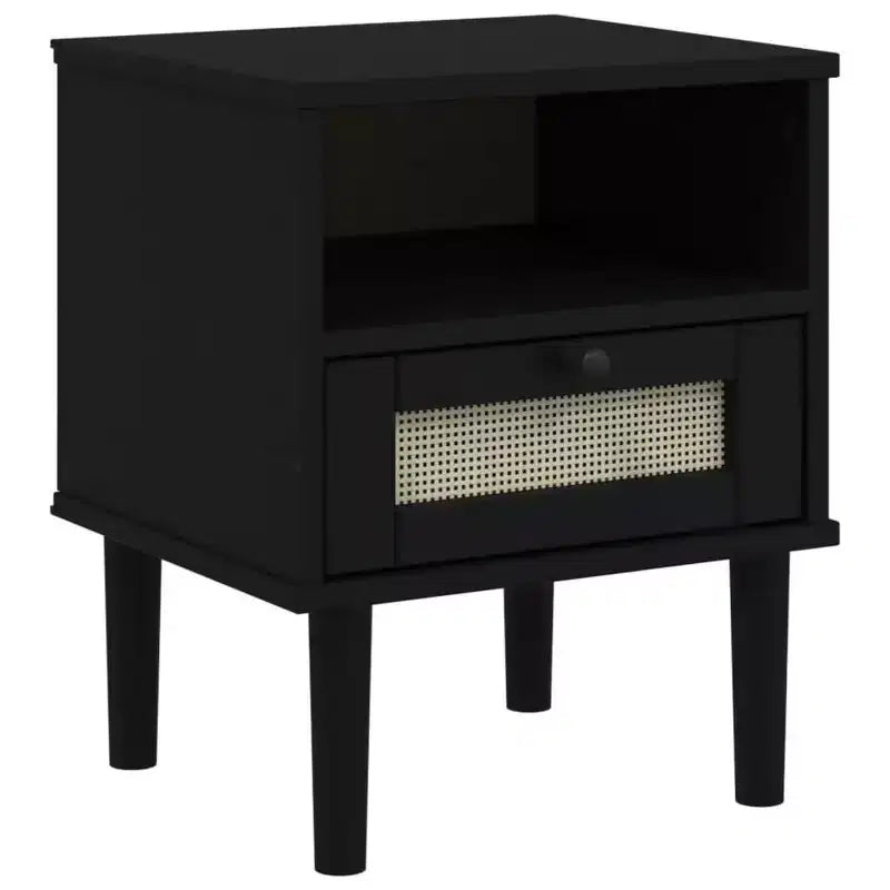 vidaXL Bedside Cabinet Furniture for Bedroom SENJA Rattan Look Solid Wood Pine, Engineered Wood - Nightstand