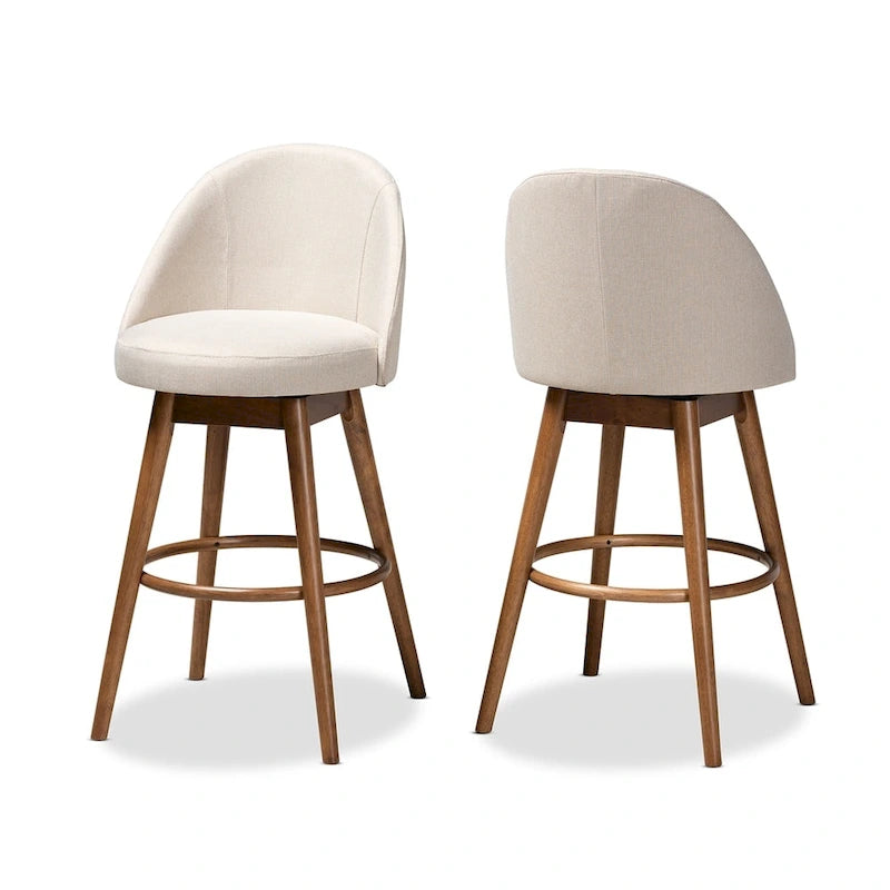 Mid-Century Modern Swivel 2-Piece Bar Stool Set
