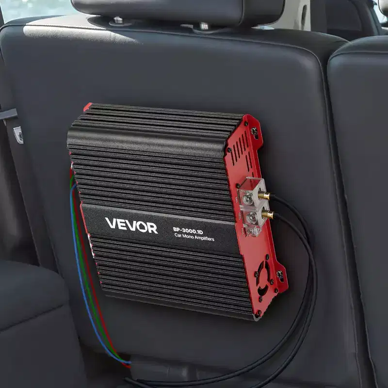 VEVOR Monoblock Car Amplifier, 3000W RMS MAX, 1/2/4 Ohm Stable, 1-Channel Class D Car Audio Amplifier with Remote Subwoofer Level Control, Black+Red