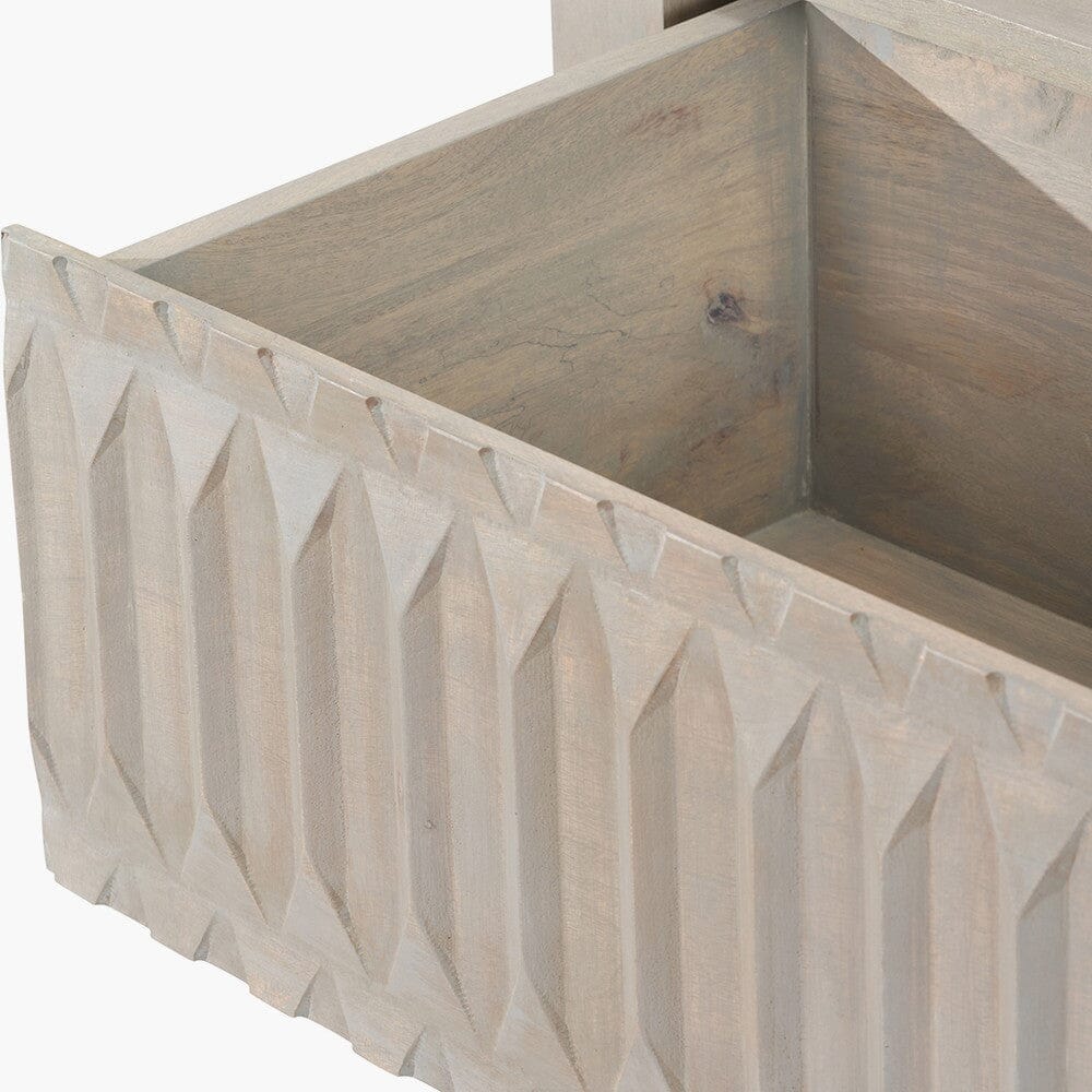 Light Grey Mango Wood 1 Drawer Console Table