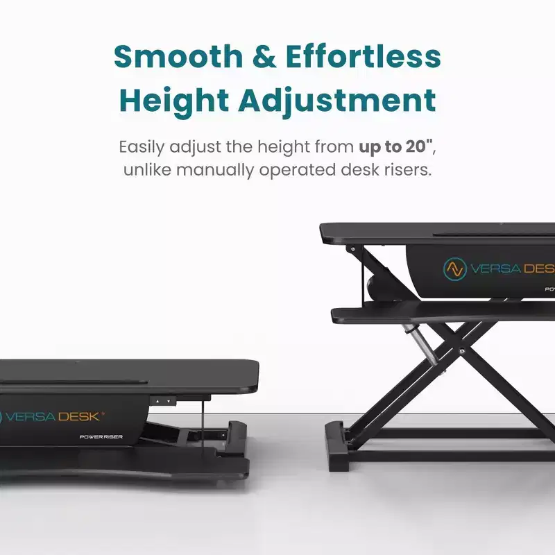 VersaDesk PowerRiser Electric Height Adjustable Standing Desk Converter for Dual Monitor & Laptop Workstations