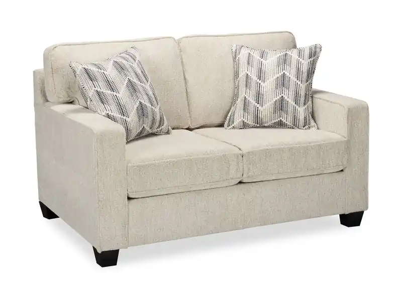 57 Chenille Fabric Loveseat with Reversible Cushions and Accent Pillows
