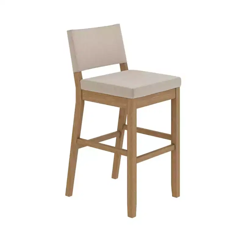 Nathan James Linus Counter Height Barstool: Modern Farmhouse Style, Rubberwood Frame, Polyester Upholstery