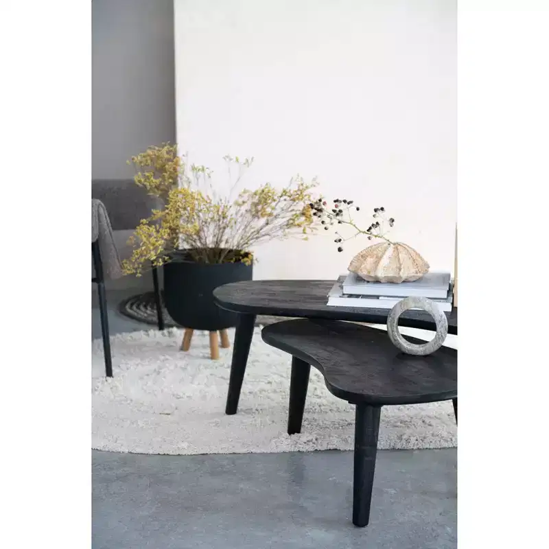 Storied Home Oblong Nesting Tables Black