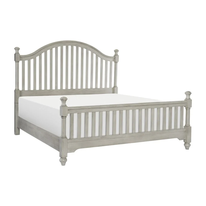 Light Gray Bedroom 6pc Set Bed Nightstands Dresser Mirror Chest