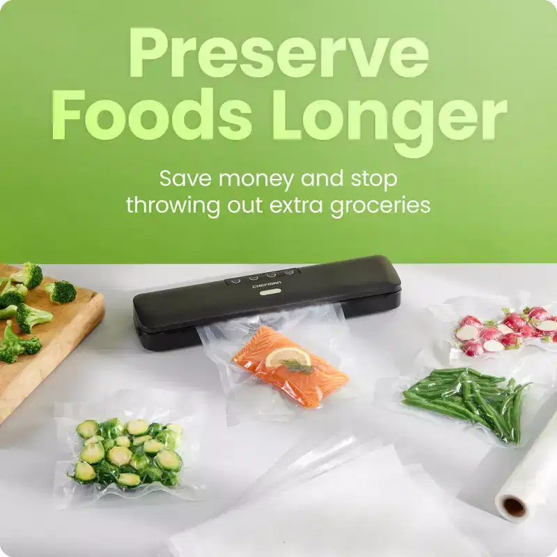 Chefman Vacuum Sealer Machine, Ideal for Sous Vide and Storage, Vacuum Sealer Bags Included - Black