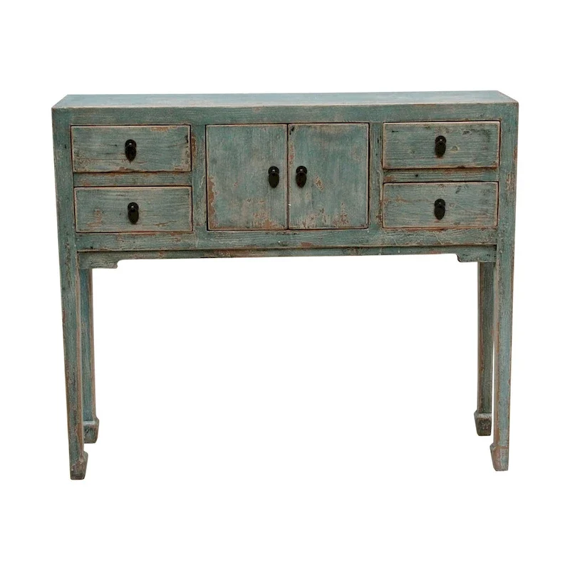 Artissance Console Table w/4 Drawers, 39 Long, Weathered Soft Aqua