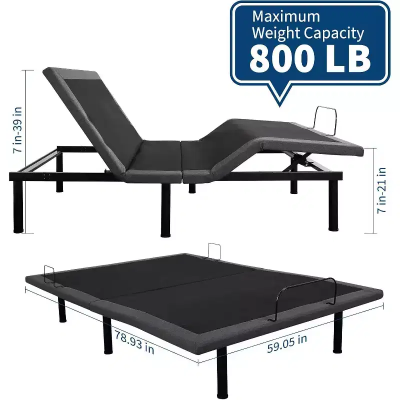 COZONY Ergonomic Bed Base with Wireless Remote, Head Foot Incline Massager Anti-Snore Function,Not electrified.