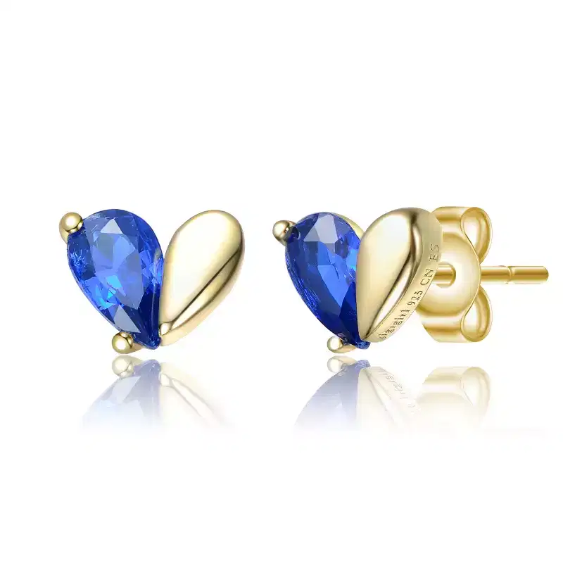 Guili Toddler Kids Sterling Silver 14K Gold Plated CZ Screw Back Heart Earrings, Safe & Stylish for Everyday Wear & Special Occasions