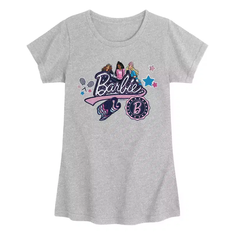 Girls' - Barbie - Patches Fitted Short Sleeve Graphic T-Shirt