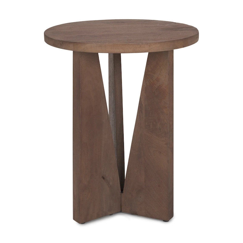 Black Solid Wood Round Accent Table - 18