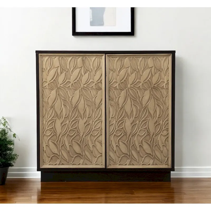 Brown Wood Finish 2-Door Storage Cabinet
