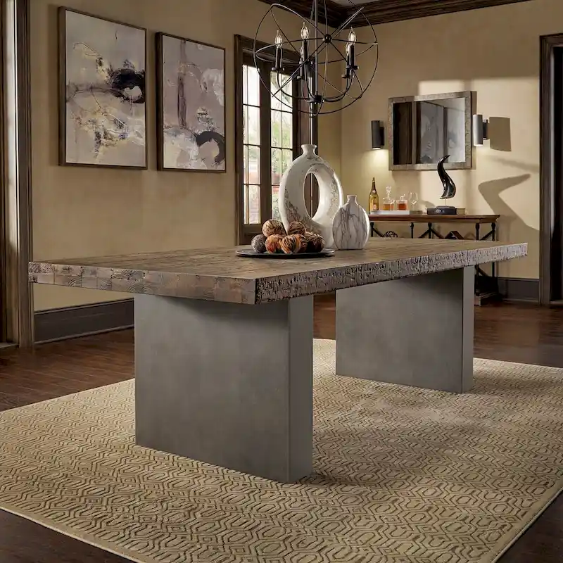 Blake Reclaimed Wood and Concrete Dining Table by iNSPIRE Q Artisan - Brown