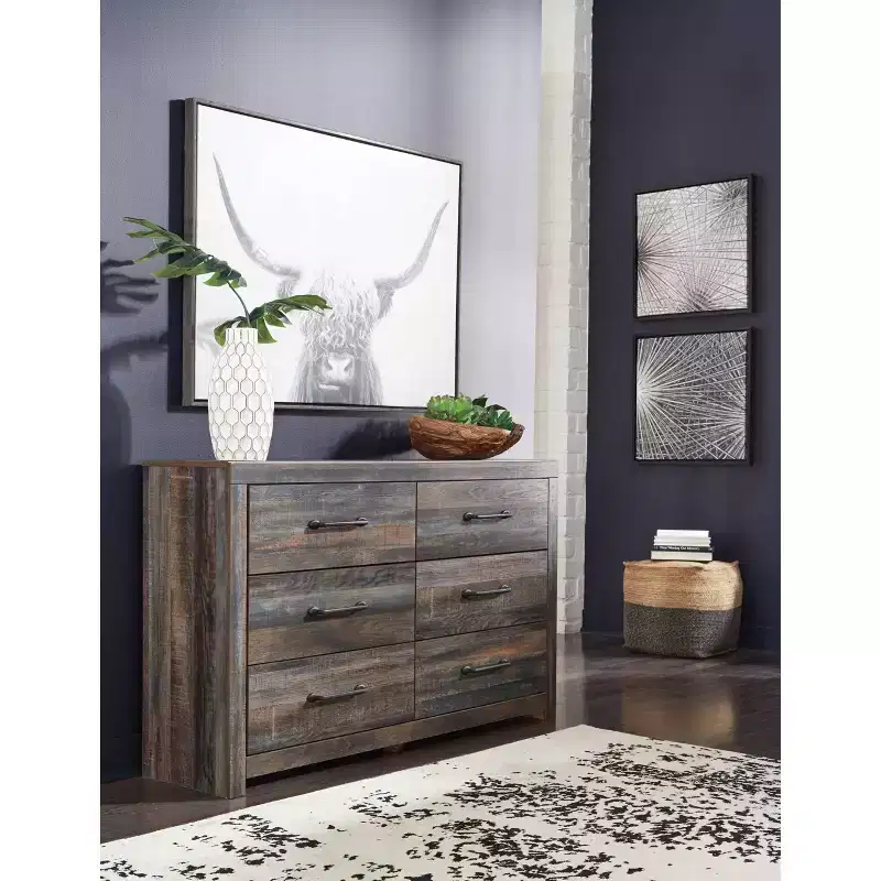 6-Drawer Dresser �C Rustic Industrial Bedroom Chest with Barn Board Finish
