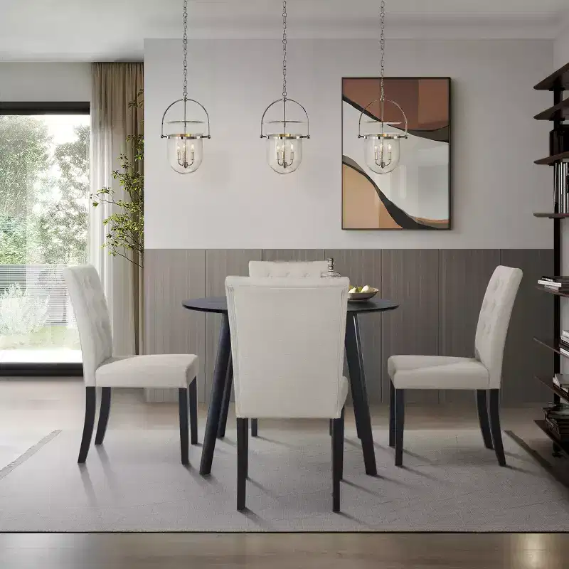 ChaletPosh 5 Pieces Dining Set with Linen Cover Dining Chair