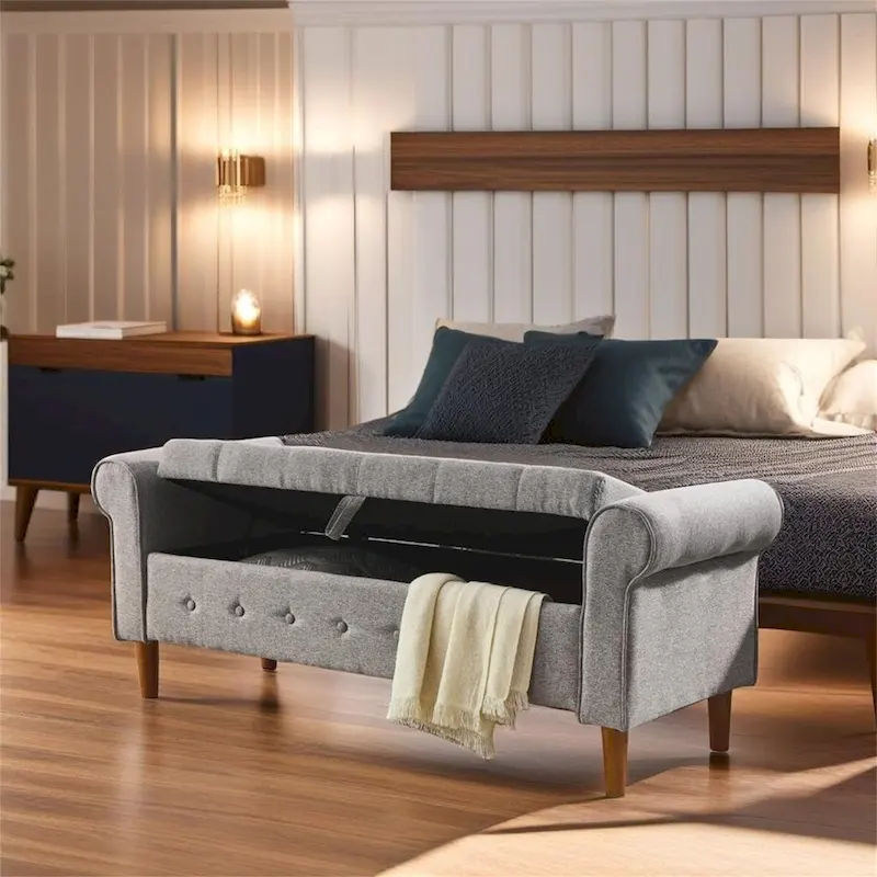 Bedroom Tufted Button Storage Bench
