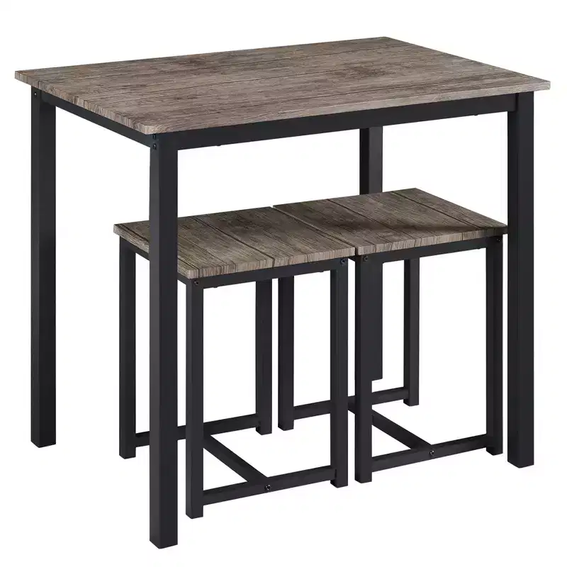 Yaheetech Industrial 3-Piece Space Saving Dining Table Set, for Kitchen, Dining Room