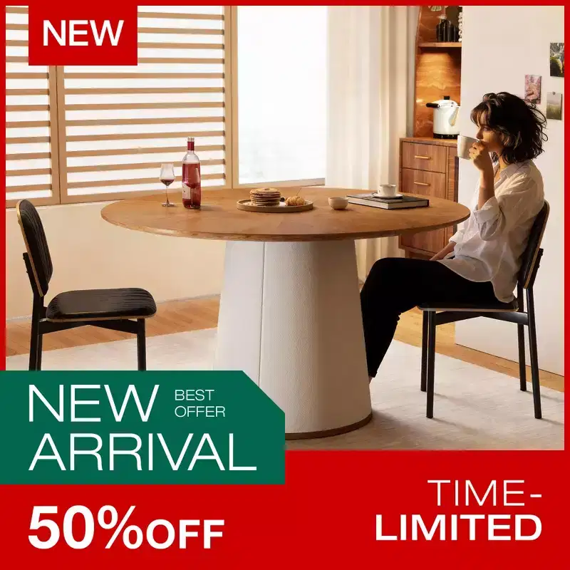 Luck Live Modern Round Dining Table , 59 Round Kitchen Table for 6-8 Persons, Stylish Dining Room Furniture