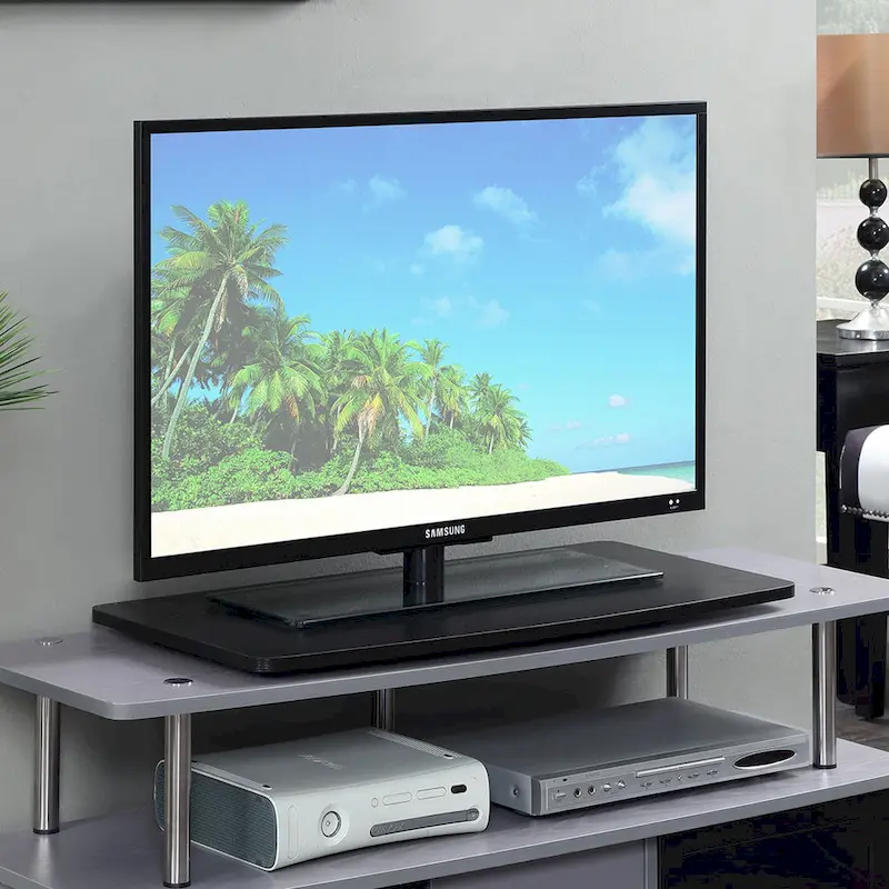 360-Degree Swivel TV Riser Stand Wide Shelf Black Cherry White